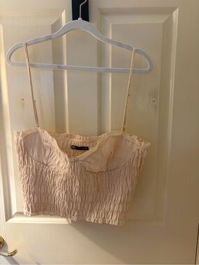 ZARA Cream Smocked Bustier Cami